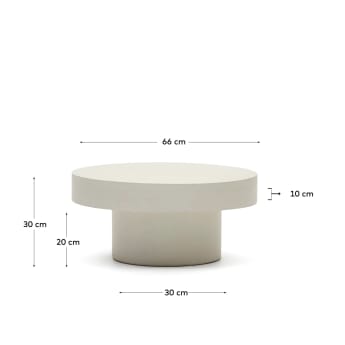 Aiguablava round coffee table in white cement, Ø 66 cm - sizes