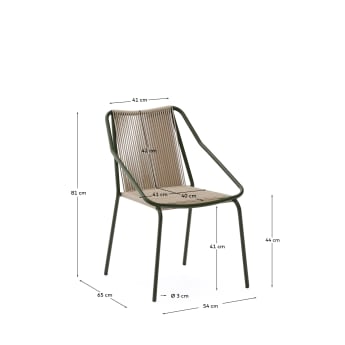 Zivia outdoor chair in ecru rope cord and green galvanised steel - sizes