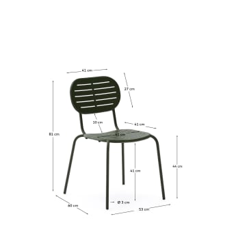 Brai stackable outdoor chair in green galvanised steel - sizes