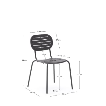 Stackable outdoor chair Brai in dark grey galvanised steel - sizes