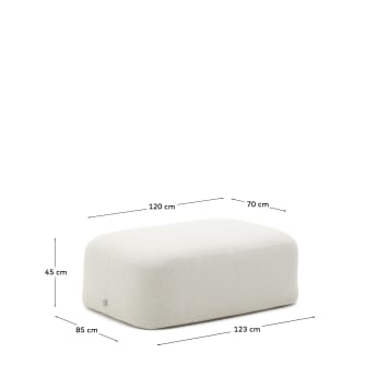 Martina footstool in ecru chenille 123 x 85 cm - sizes