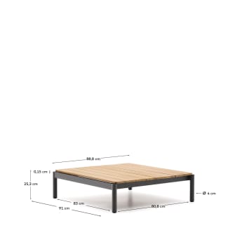 Mesa de centro Sorells de aluminio gris y madera de teca 89 x 91 cm FSC 100% - μεγέθη