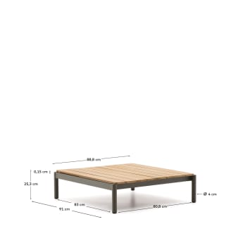 Mesa de centro Sorells de aluminio verde y madera de teca 89 x 91 cm FSC 100% - μεγέθη