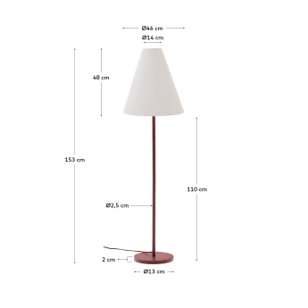 Navat floor lamp with a metal base in a terracotta painted finish - sizes