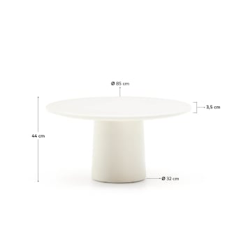 Albanella coffee table in cement with glossy white finish Ø85cm - sizes