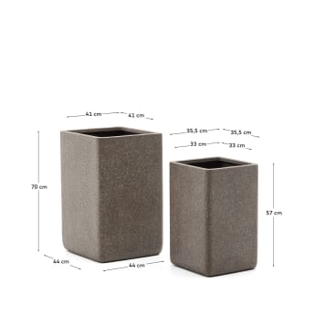 Set of 2 Minoa tall planters with brown stone effect 44 x 44 cm - sizes