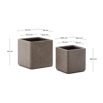 Set of 2 Minoa planters with brown stone effect 44 x 44 cm - sizes