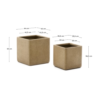 Set of 2 Minoa planters with mustard stone effect 44 x 44 cm - sizes