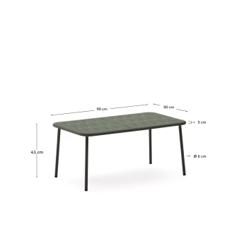 Zivia outdoor coffee table in green galvanised steel 90 x 50cm - sizes