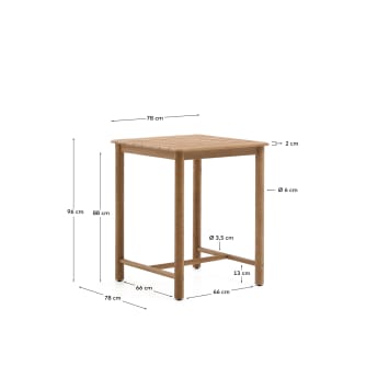 Sori table in FSC 100% solid acacia wood 78 x 78cm - sizes