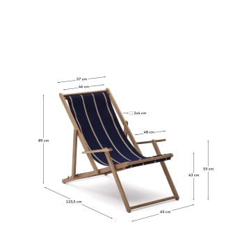 Vilara blue and beige striped outdoor folding hammock made of FSC 100% solid acacia wood - sizes