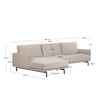 Galene 3 seater sofa with left-hand chaise longue in beige, 254 cm FSC Mix Credit - sizes