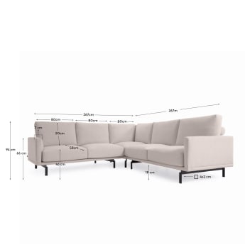 Galene 4 seater corner sofa in beige, 267 x 267 cm FSC Mix Credit - sizes