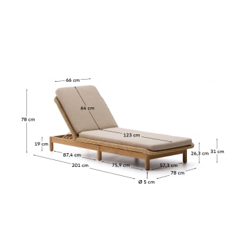 Galea sun lounger in FSC 100% solid teak wood and synthetic rattan - sizes