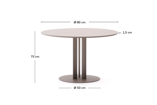 Sedalis round outdoor table in steel with taupe aluminium top Ø80cm - sizes