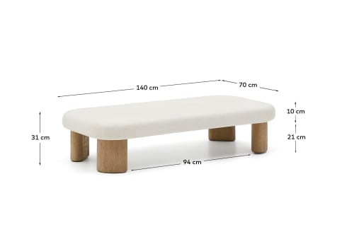 Labra coffee table in cement and acacia wood 140 x 70cm - sizes