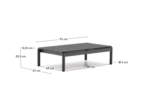 Sorells coffee table in grey aluminum 52,4 x 91 cm - sizes