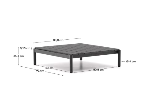 Sorells coffee table in gray aluminum 89 x 91 cm - sizes