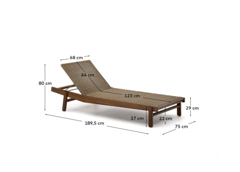 Itani sun lounger in FSC 100% solid acacia wood and synthetic rattan - sizes