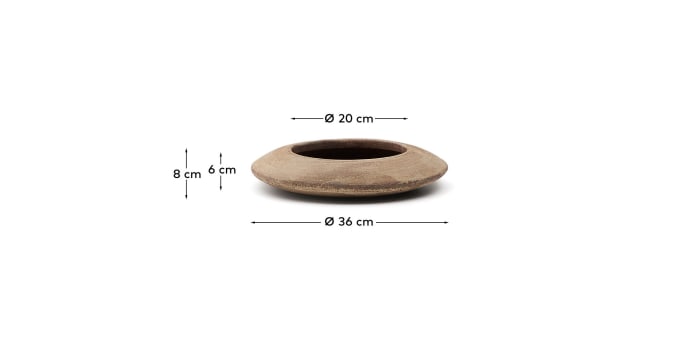 Rivor terracotta bloempot met naturel afwerking Ø 36 cm - maten