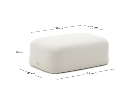 Martina footstool in ecru chenille 123 x 85 cm - sizes