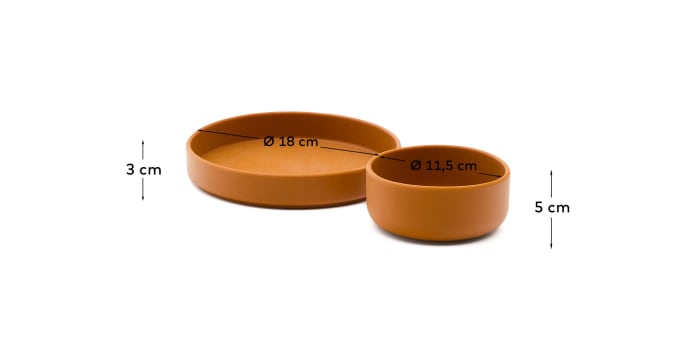 Lili set met bord en kom van oranje silicone - maten