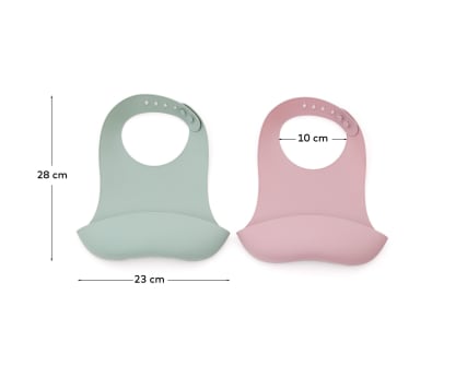 Lili set of two bibs in pink and turquoise silicone - sizes