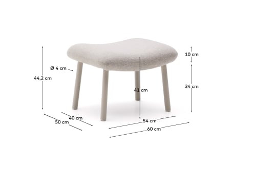 Inari footrest in beige and steel with beige painted finish 60 x 50cm FSC Mix Credit - sizes