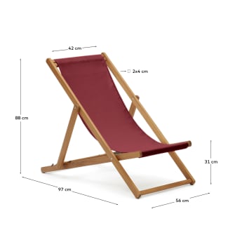 Adredna maroon outdoor folding hammock made of FSC 100% solid acacia wood - sizes