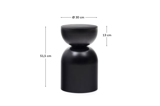 Rachell metal side table with glossy black painted finish Ø 30 cm - sizes