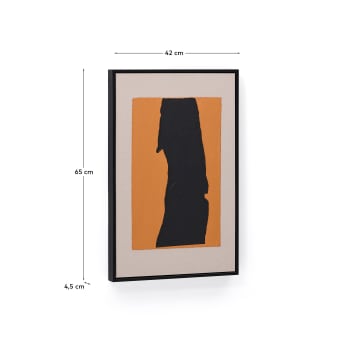 Zernu hand-painted orange and black with linen abstract picture 42 x 65cm - sizes