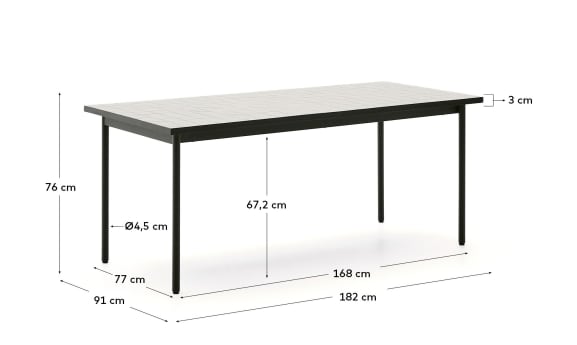 Τραπέζι outdoor Maurina από πράσινο γαλβανισμένο ατσάλι και πλακάκια σε εκρού χρώμα 182 x 91 εκ. - μεγέθη