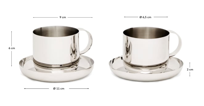 Nirela set of 2 stainless steel cups - sizes