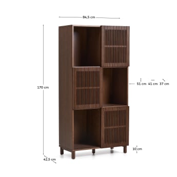 Beyla shelf unit in ash veneer and solid ash wood with walnut finish 84.5 x 170cm FSC 100% - sizes