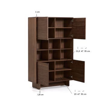 Norlen 4-door tall sideboard in walnut veneer FSC Mix Credit 100 x 165cm - sizes