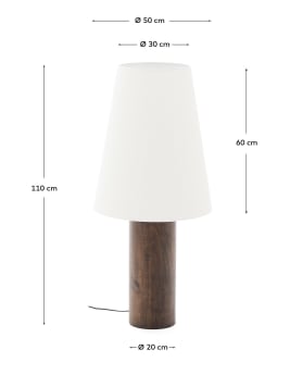 Marga floor lamp made from solid rubber wood with dark finish - sizes