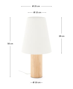 Marga table lamp made from solid rubber wood with natural finish - sizes