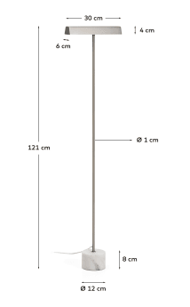 Lynor brushed metal floor lamp with black marble base - sizes