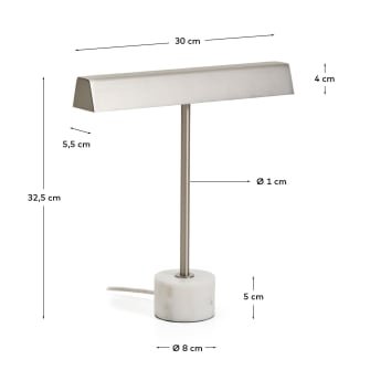 Lynor brushed metal table lamp with black marble base - sizes