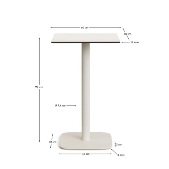 Dina high outdoor table in white with metal leg in a painted white finish, 60x60x96 cm - sizes