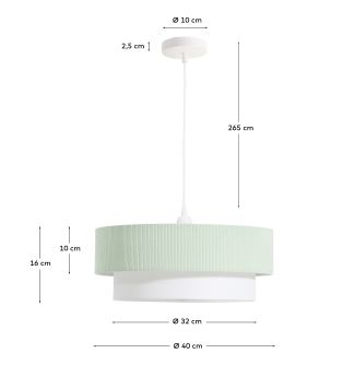 Bianella cotton and turquoise corduroy ceiling lamp - sizes