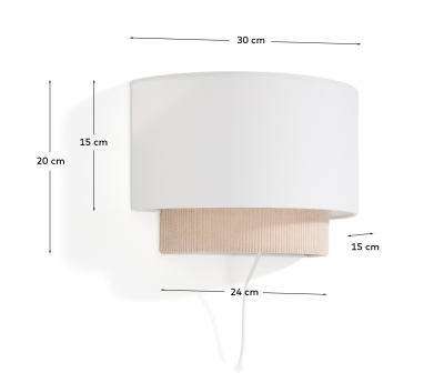 Bianella cotton and beige corduroy wall light Ø 40cm - sizes