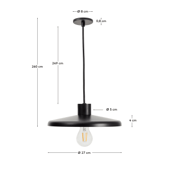 Nuvira ceiling lamp in black satin metal - sizes