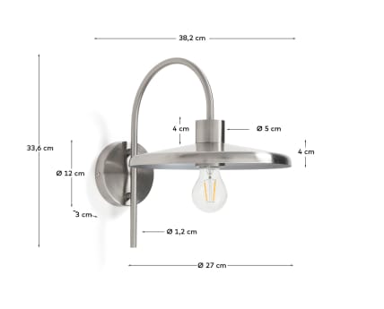 Nuvira wall light in light grey brushed metal - sizes