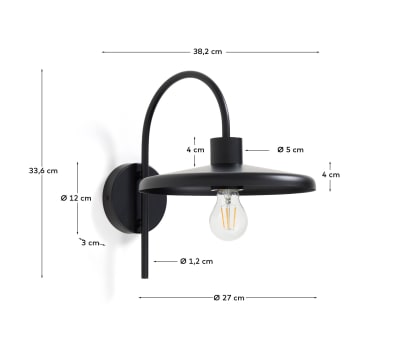 Nuvira wall light in black satin metal - sizes