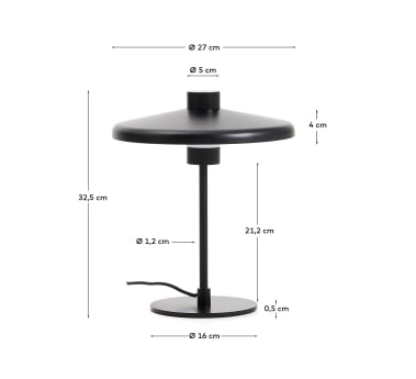 Nuvira table lamp in black satin metal - sizes