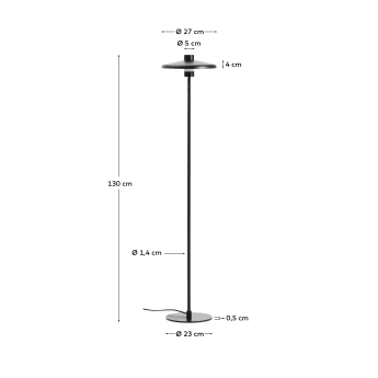 Nuvira floor lamp in black satin metal - sizes