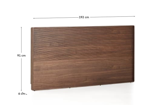 Norlen headboard in walnut veneer with dark finish and LED light for 180 x 200cm bed FSC 100% - sizes