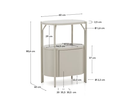 Arely bathroom vanity unit with steel structure and white lacquered MDF 60 x 40cm - sizes
