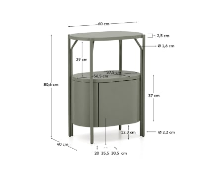Arely bathroom vanity unit with steel structure and green lacquered MDF 60 x 40cm - sizes